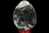 Septarian Dragon Egg Geode - Black Crystals #89579-1